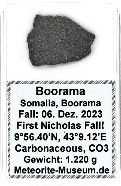 Boorama Meteorit - 1,220 g - " Erster Historischer Nikolaus Fall am 06.12.2023 in der Meteoriten Geschichte "