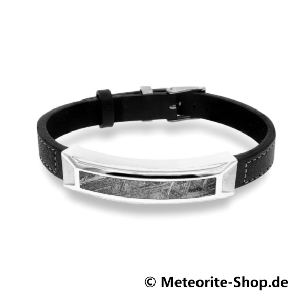 Eisen-Meteorit Lederarmband (Muonionalusta | Schwarz)