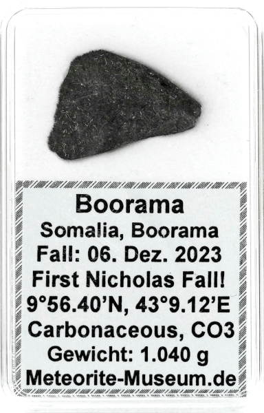 Boorama Meteorit - 1,040 g - " Erster Historischer Nikolaus Fall am 06.12.2023 in der Meteoriten Geschichte "