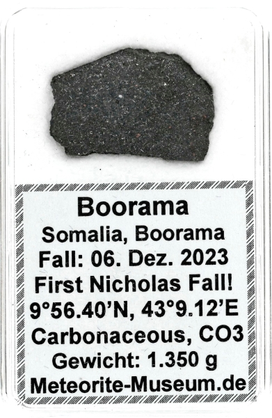 Boorama Meteorit - 1,350 g - " Erster Historischer Nikolaus Fall am 06.12.2023 in der Meteoriten Geschichte "