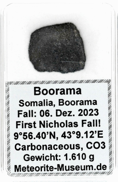 Boorama Meteorit - 1,610 g - " Erster Historischer Nikolaus Fall am 06.12.2023 in der Meteoriten Geschichte "